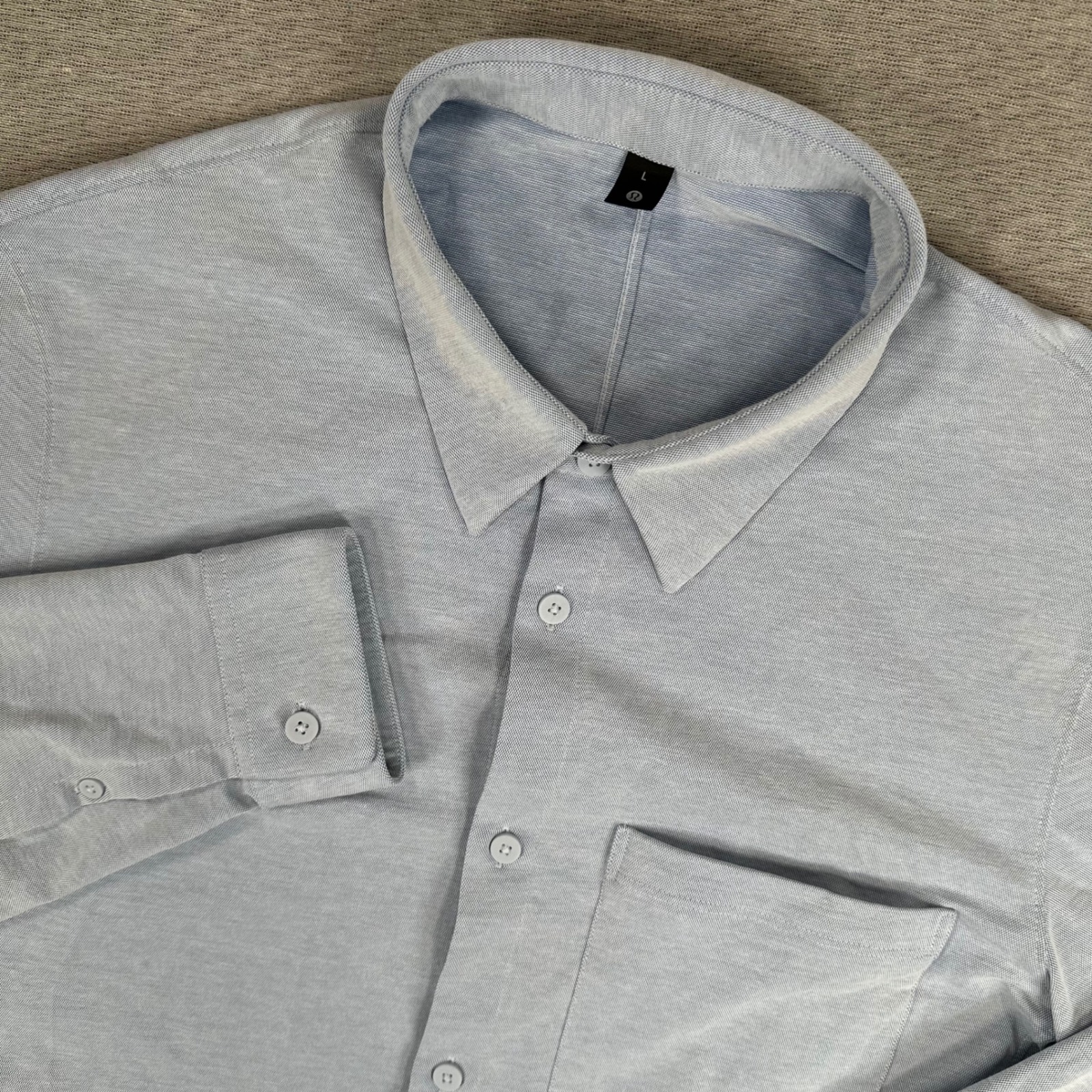 Lululemon Commission Shirt Mens Large Blue Long Sleeve Button Down Performance
